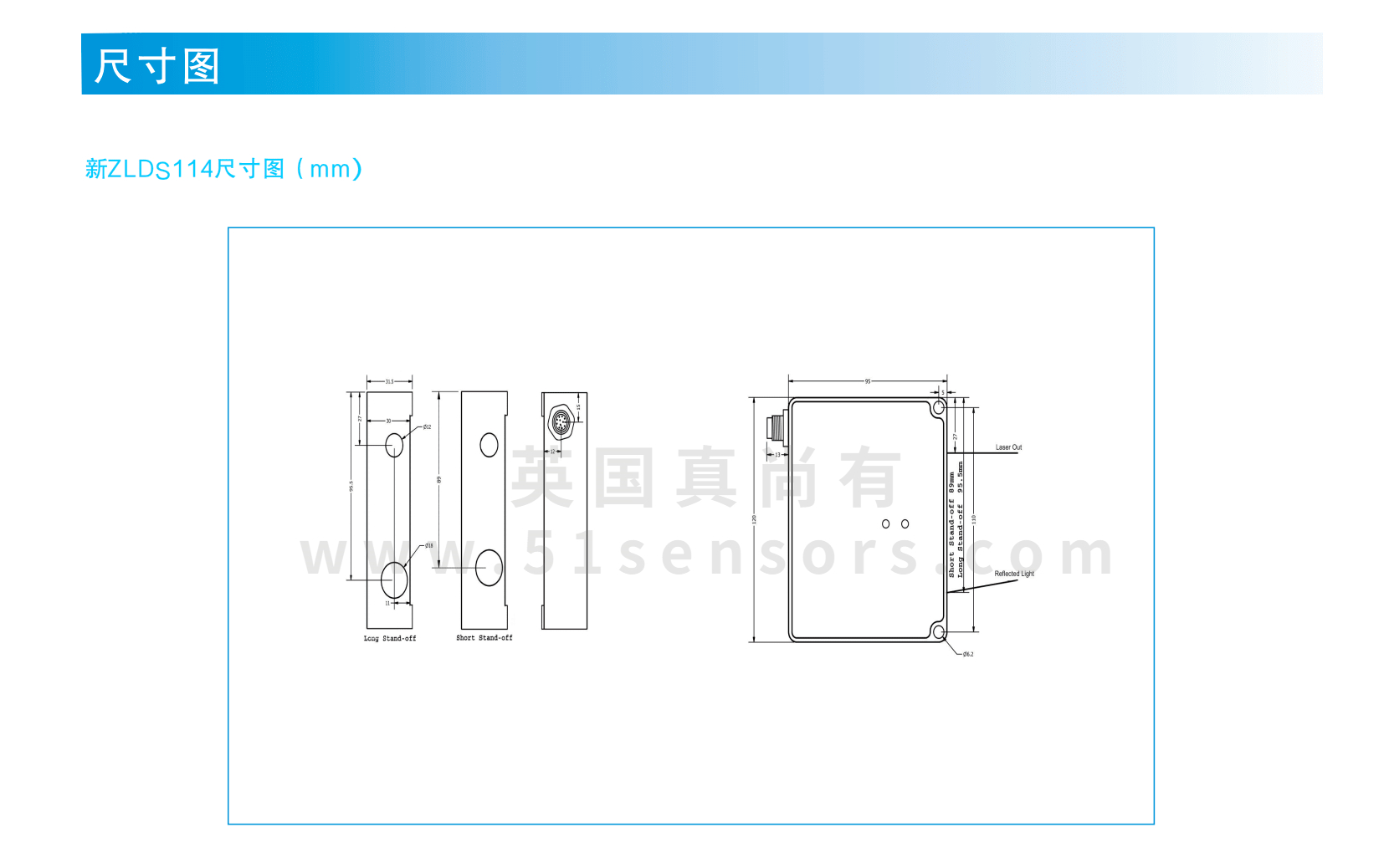 测高温激光位移传感器ZLDS11X尺寸图